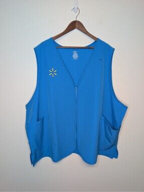 Walmart Employee Vest Adult Proud Associate Uniform Workwear Full Zip Size 5XL